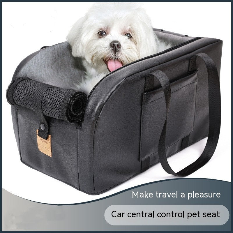 KFX-8347581 Universal Black Pet Bed for Dogs and Cats, PVC Leather and Polyester Fiber Design