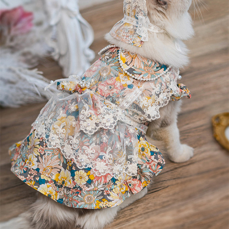 KFX-8349757 Cotton Dog Dress for Small to Medium-Sized Dogs in Various Sizes
