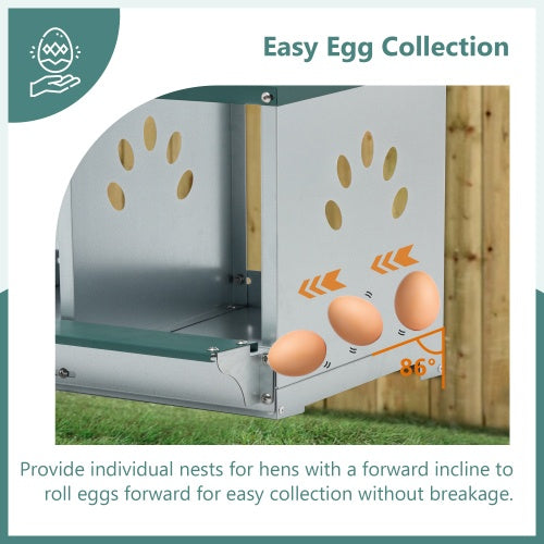 KFX-8352701 Galvanized Steel Metal Nesting Box for Hens, 3 Compartment Design, Easy to Assemble