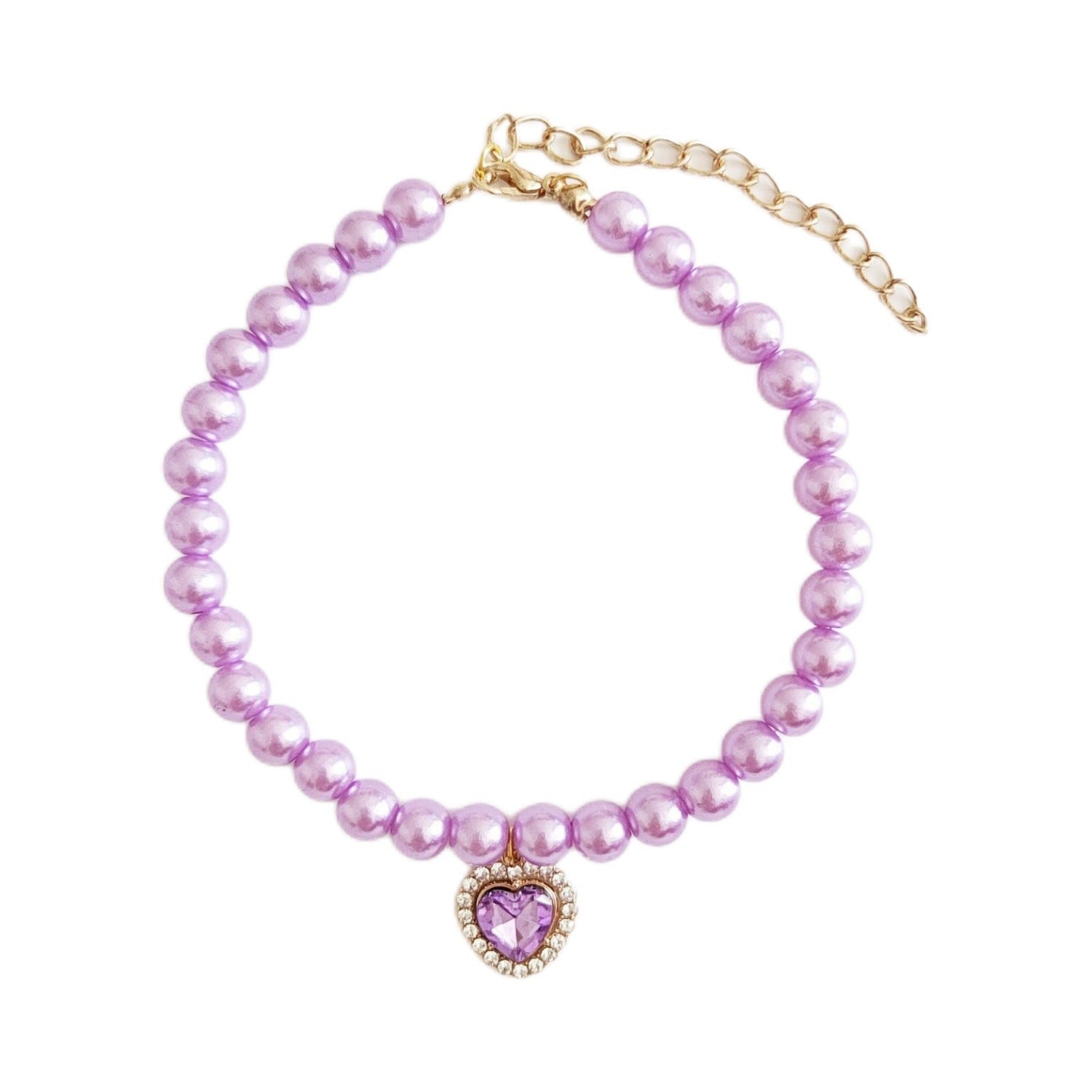 KFX-8353085 Colorful Pearl Heart Pet Necklace for Cats - Adjustable Sizes Available