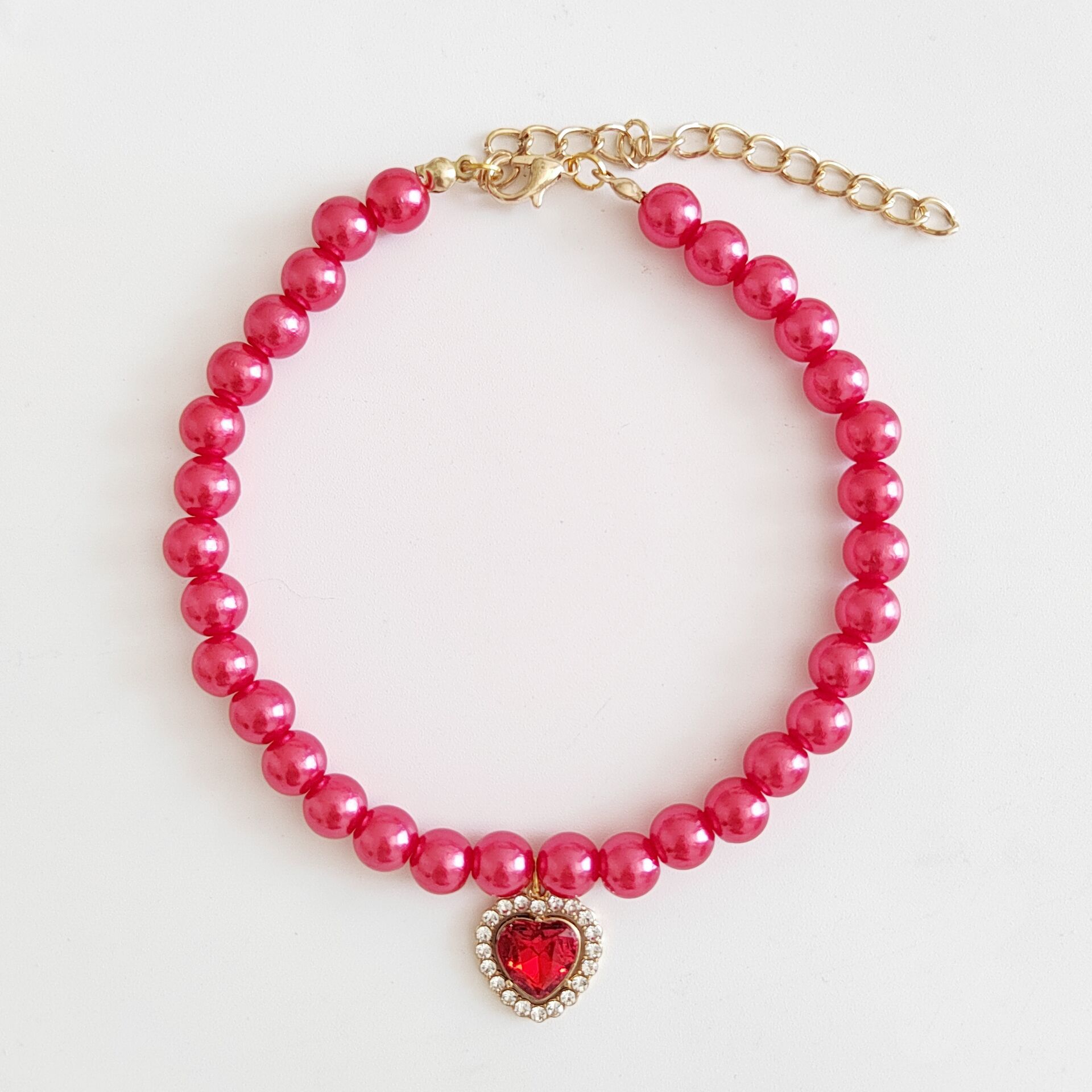KFX-8353085 Colorful Pearl Heart Pet Necklace for Cats - Adjustable Sizes Available