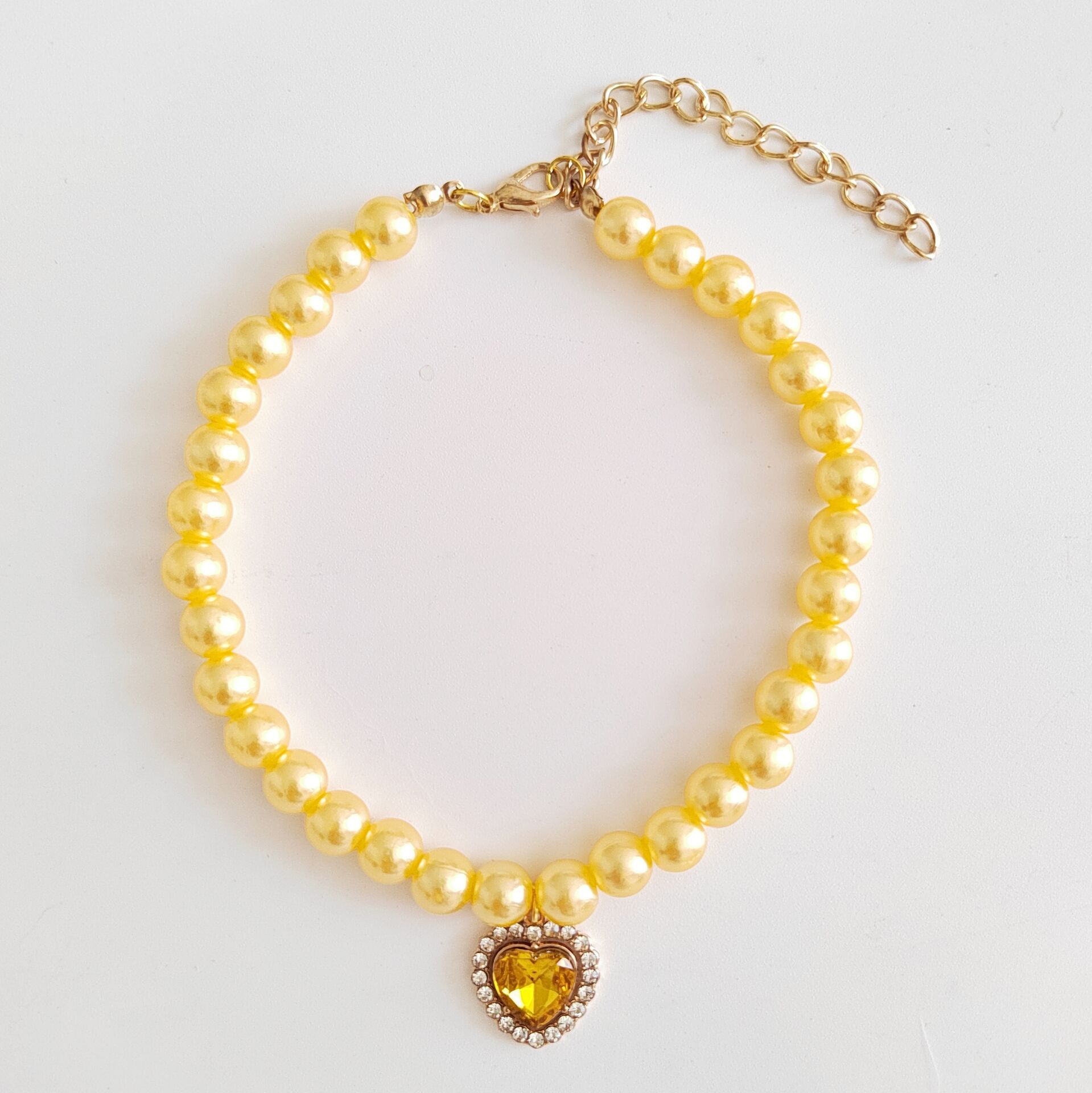 KFX-8353085 Colorful Pearl Heart Pet Necklace for Cats - Adjustable Sizes Available