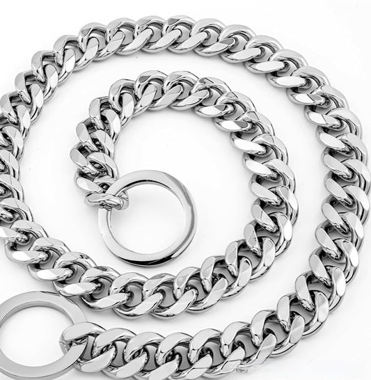 KFX-8353725 Hip Hop Style Titanium Steel 15mm Dog Leash - Various Colors and Lengths Available