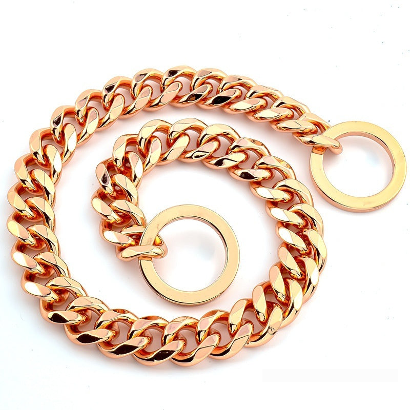 KFX-8353725 Hip Hop Style Titanium Steel 15mm Dog Leash - Various Colors and Lengths Available