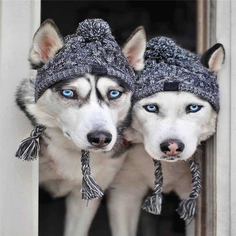 KFX-8355901 Cozy Woolen Dog Hat for Autumn & Winter - Gray Linen, Sizes S to L