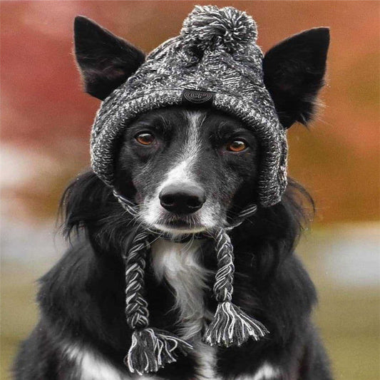 KFX-8355901 Cozy Woolen Dog Hat for Autumn & Winter - Gray Linen, Sizes S to L