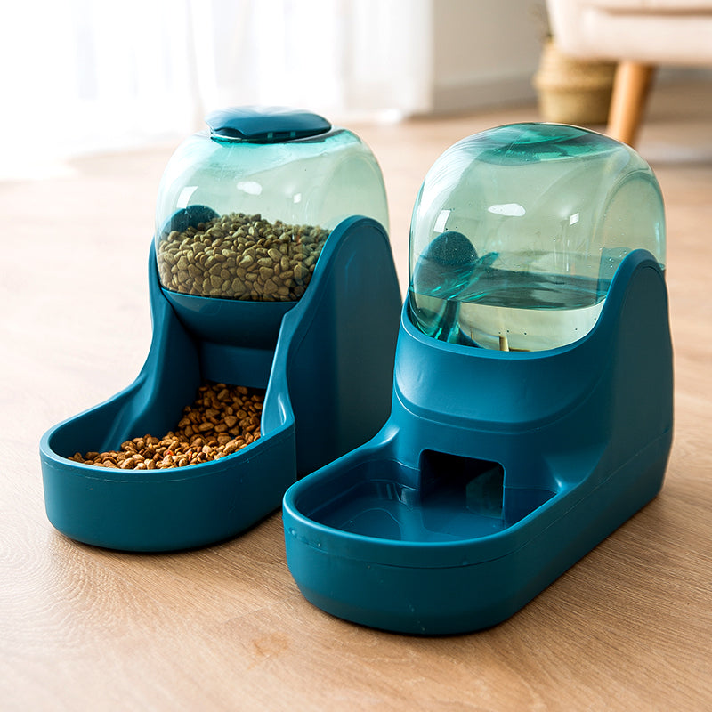 KFX-8357053 Peacock Green and Malachite Green Drinker and Feeder Set for Pets