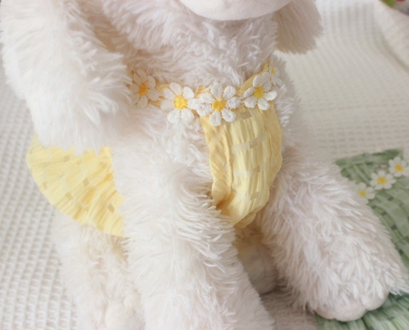 KFX-8358461 Breathable Summer Pet Skirt for Cats and Small Dogs - Lightweight Princess Style in Yellow and Green