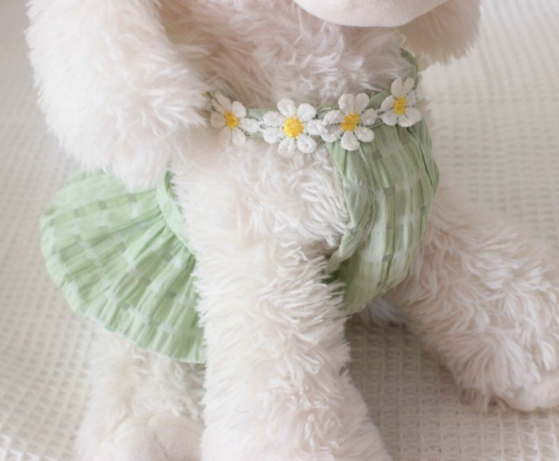 KFX-8358461 Breathable Summer Pet Skirt for Cats and Small Dogs - Lightweight Princess Style in Yellow and Green