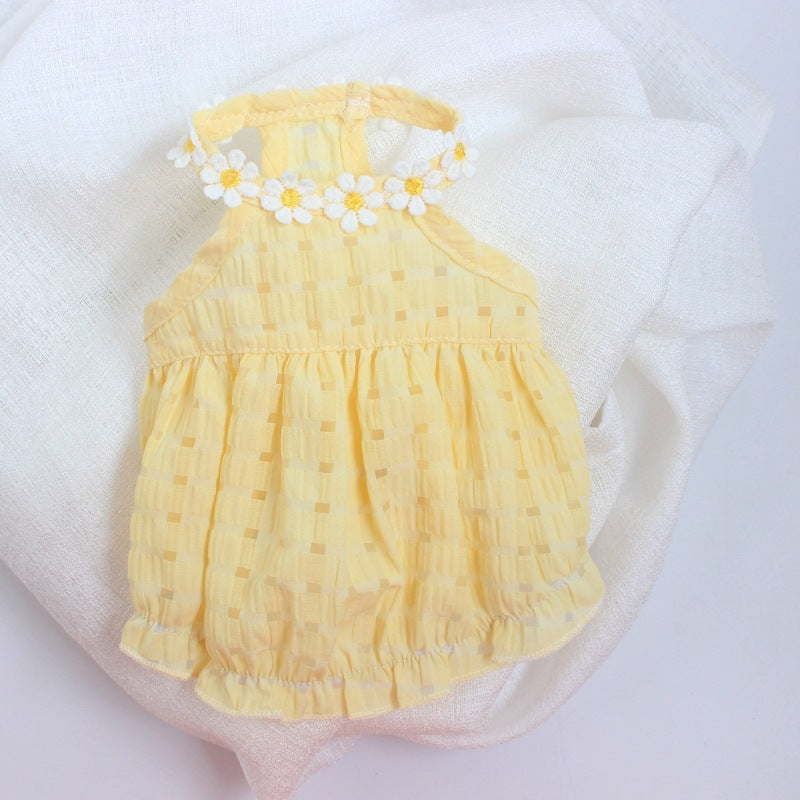 KFX-8358461 Breathable Summer Pet Skirt for Cats and Small Dogs - Lightweight Princess Style in Yellow and Green