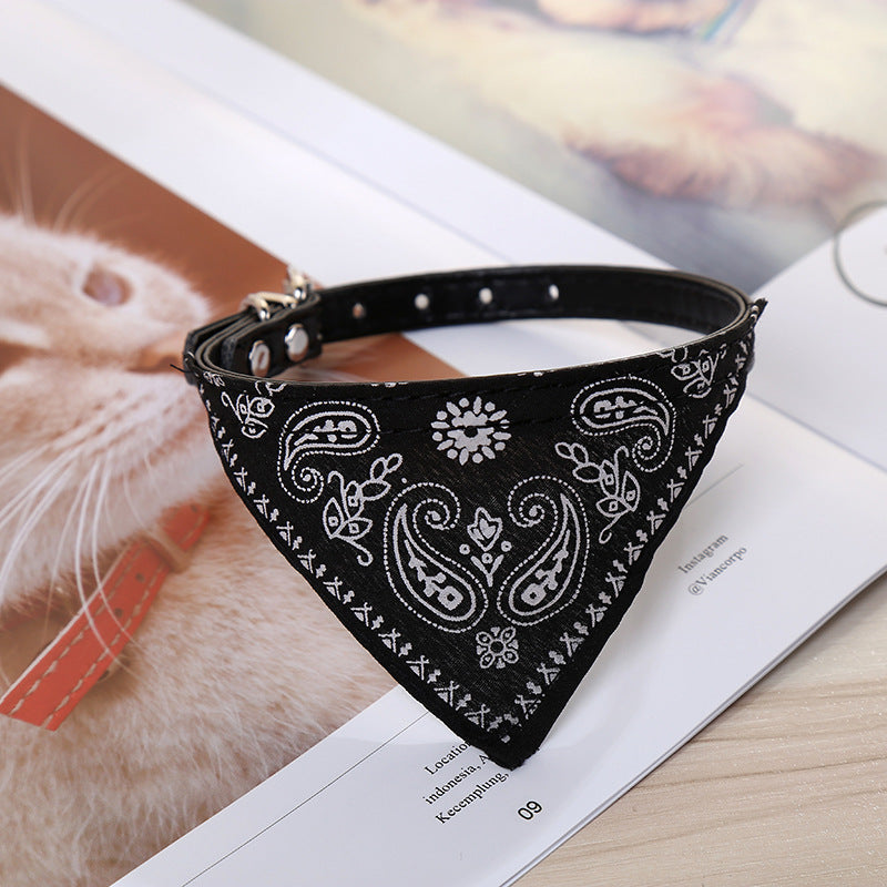 KFX-8358845 Triangle Saliva Towel Dog Collar in Pink, Black, Red, Purple, Green, Rose Red, Royal Blue, and Sky Blue - Leather, Sizes S to XXL