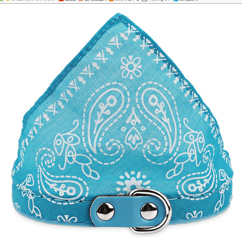KFX-8358845 Triangle Saliva Towel Dog Collar in Pink, Black, Red, Purple, Green, Rose Red, Royal Blue, and Sky Blue - Leather, Sizes S to XXL