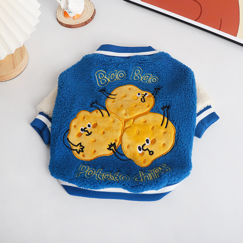 KFX-8359229 Fleece-Lined Thick Dog Coat in Blue for Warmth and Comfort, Available in Sizes L to 4XL