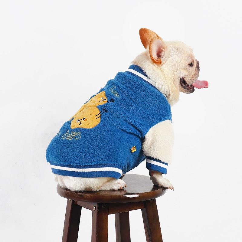 KFX-8359229 Fleece-Lined Thick Dog Coat in Blue for Warmth and Comfort, Available in Sizes L to 4XL