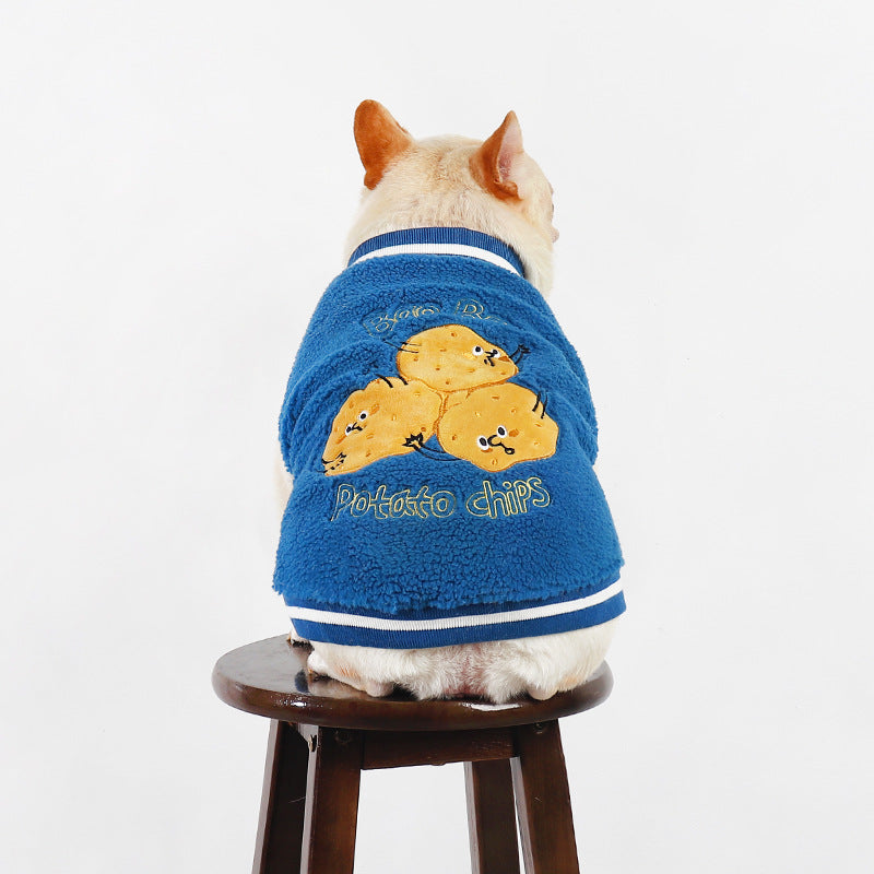 KFX-8359229 Fleece-Lined Thick Dog Coat in Blue for Warmth and Comfort, Available in Sizes L to 4XL