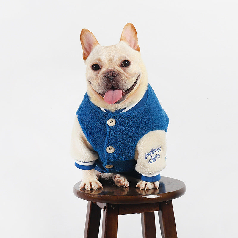 KFX-8359229 Fleece-Lined Thick Dog Coat in Blue for Warmth and Comfort, Available in Sizes L to 4XL