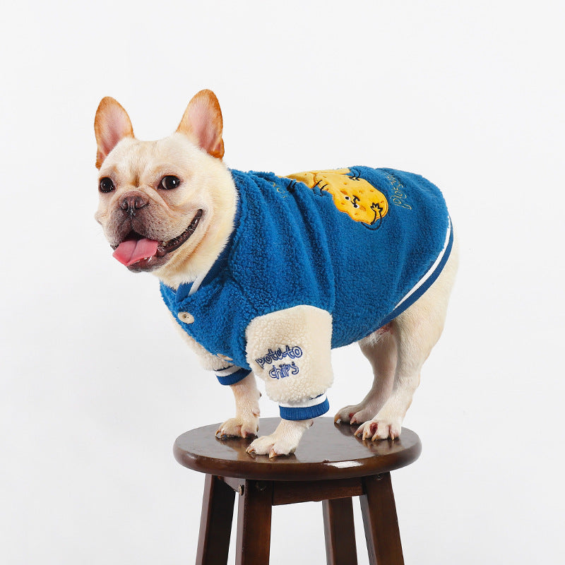 KFX-8359229 Fleece-Lined Thick Dog Coat in Blue for Warmth and Comfort, Available in Sizes L to 4XL
