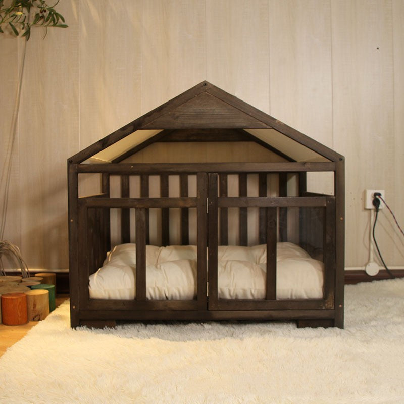 KFX-8360893 Removable and Washable Wood Dog House for Cats and Small Dogs - Walnut and White