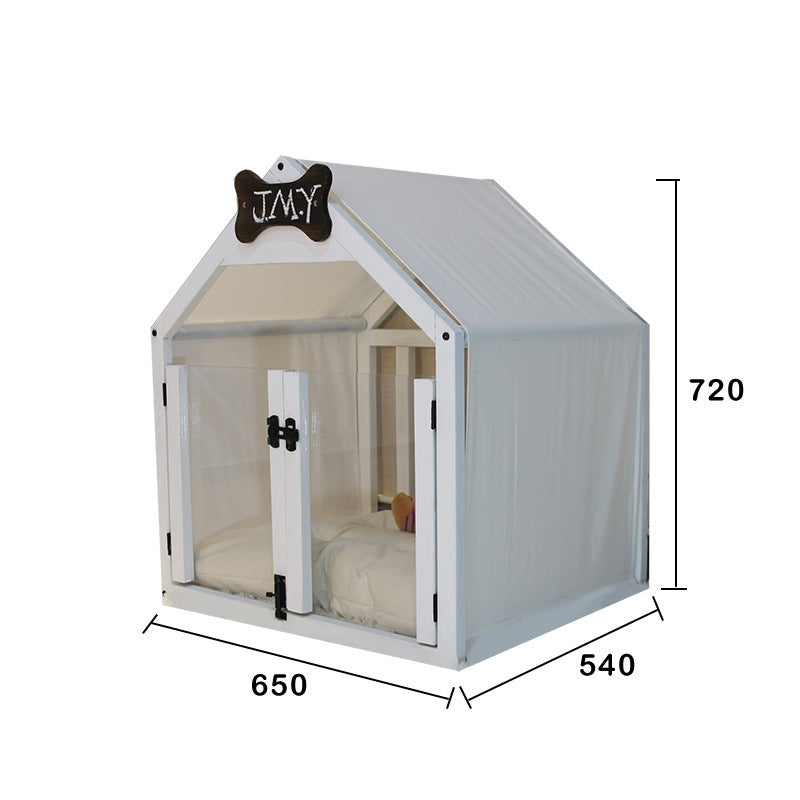 KFX-8360893 Removable and Washable Wood Dog House for Cats and Small Dogs - Walnut and White