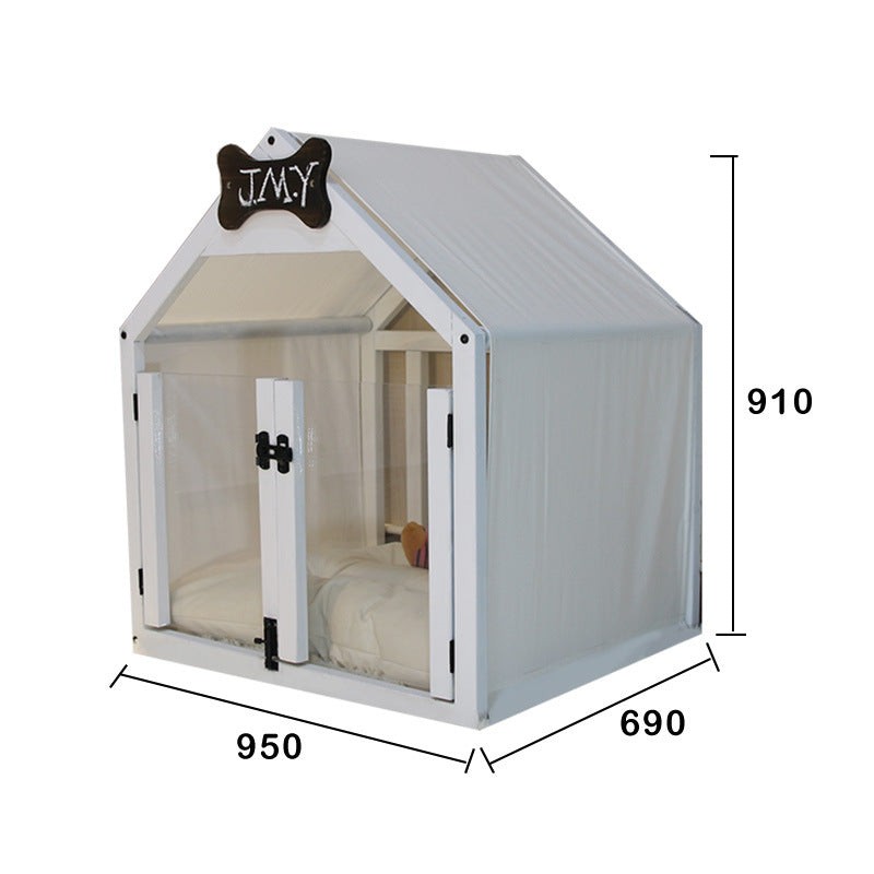 KFX-8360893 Removable and Washable Wood Dog House for Cats and Small Dogs - Walnut and White