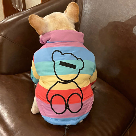 KFX-8361277 Rainbow Polyester Pet Clothes for Pugs, Schnauzers, and Teddy Dogs - Available in Multiple Sizes