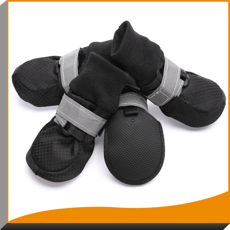 KFX-8363453 Waterproof Dog Walking Shoes with Warm Flannel Lining for Medium and Large Breeds