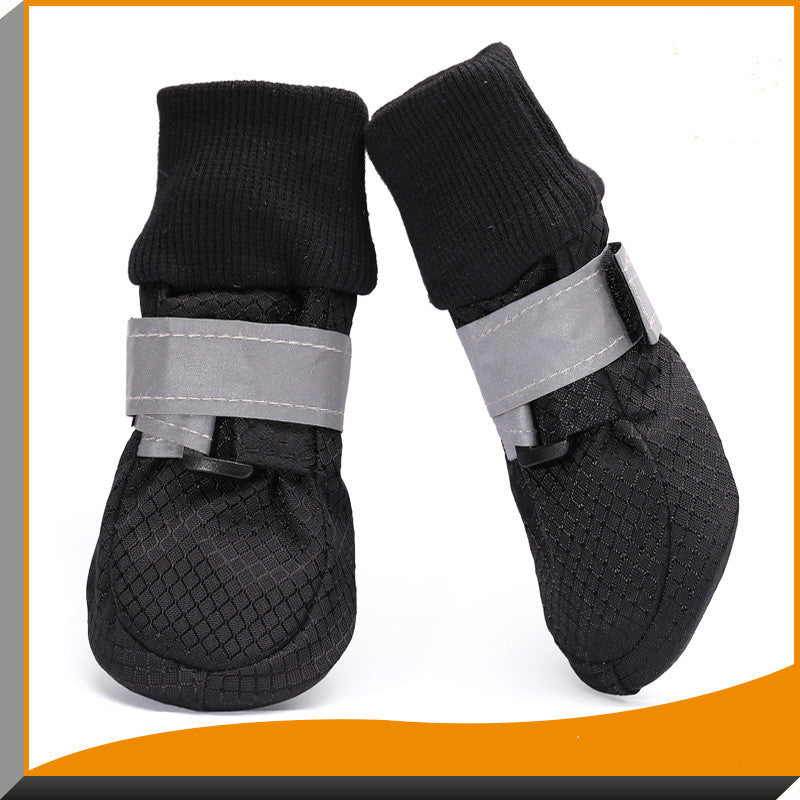 KFX-8363453 Waterproof Dog Walking Shoes with Warm Flannel Lining for Medium and Large Breeds