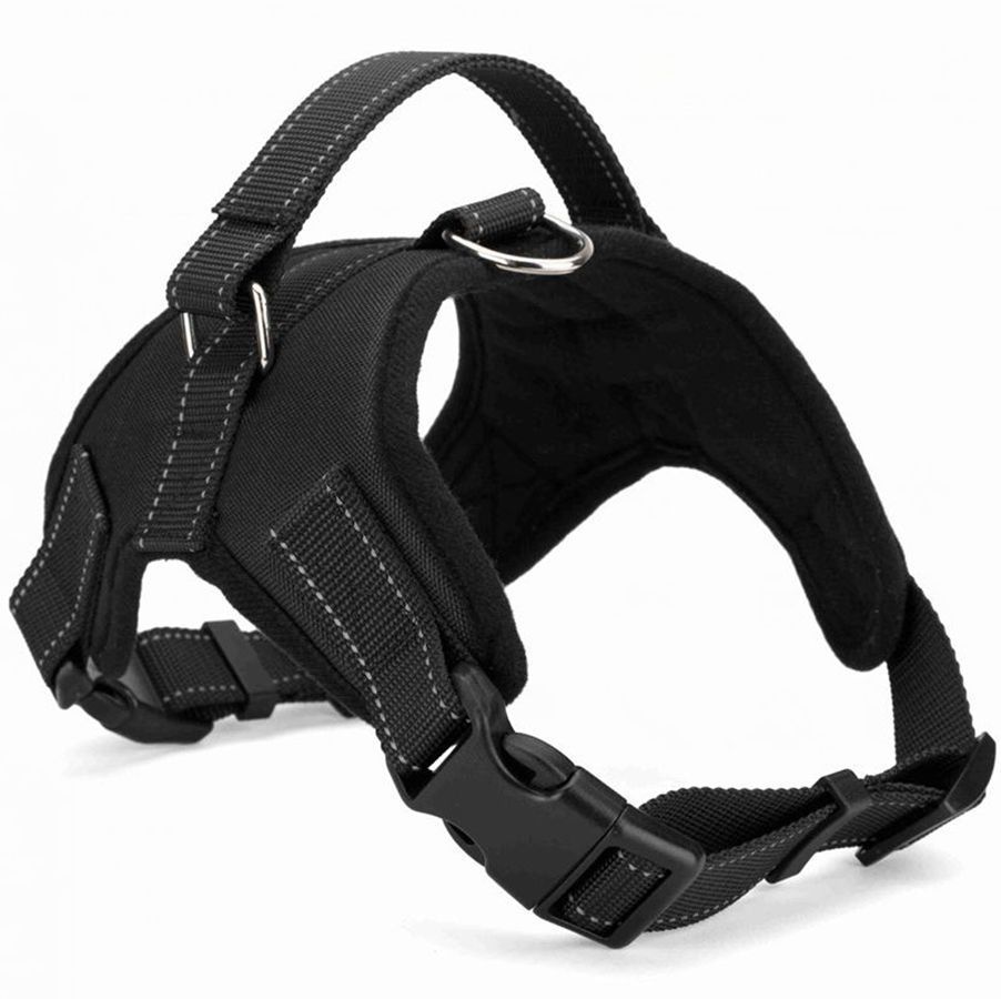 KFX-8365885 Explosion-Proof Leather Dog Harness with Trap Hand Holding Rope – Red, Black, Camouflage, Leopard Print, S-XXL