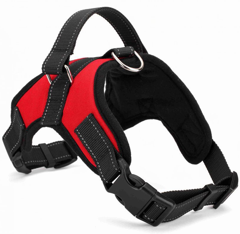KFX-8365885 Explosion-Proof Leather Dog Harness with Trap Hand Holding Rope – Red, Black, Camouflage, Leopard Print, S-XXL