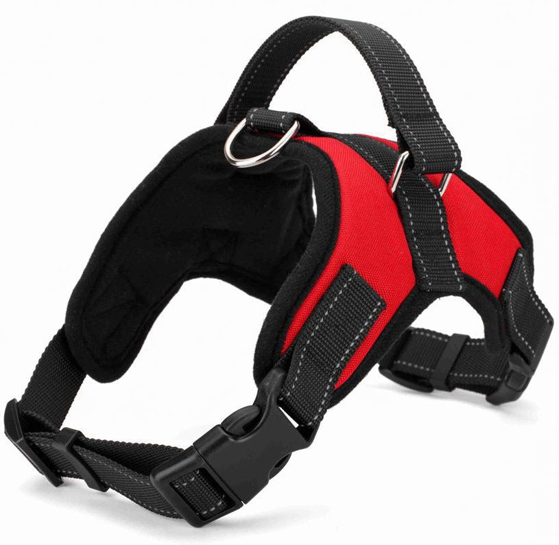 KFX-8365885 Explosion-Proof Leather Dog Harness with Trap Hand Holding Rope – Red, Black, Camouflage, Leopard Print, S-XXL
