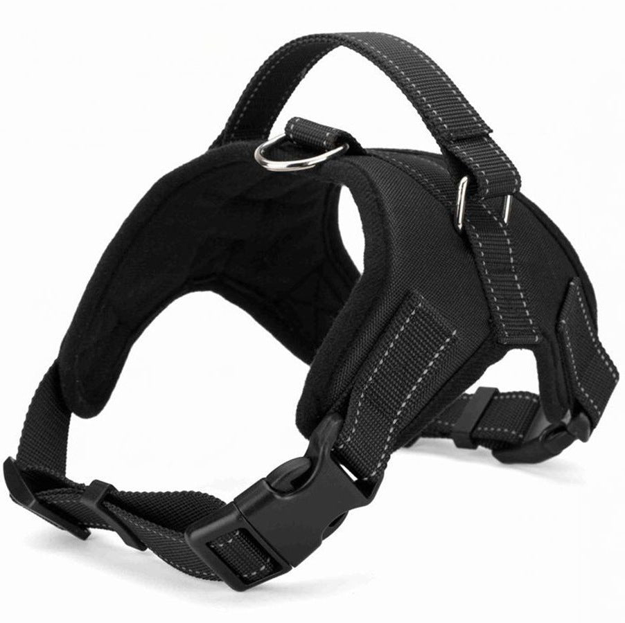 KFX-8365885 Explosion-Proof Leather Dog Harness with Trap Hand Holding Rope – Red, Black, Camouflage, Leopard Print, S-XXL
