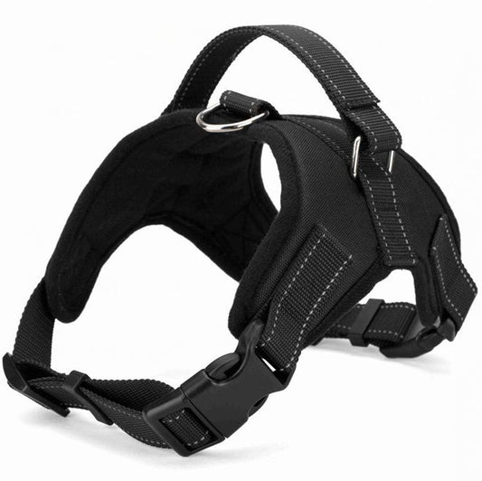KFX-8365885 Explosion-Proof Leather Dog Harness with Trap Hand Holding Rope – Red, Black, Camouflage, Leopard Print, S-XXL