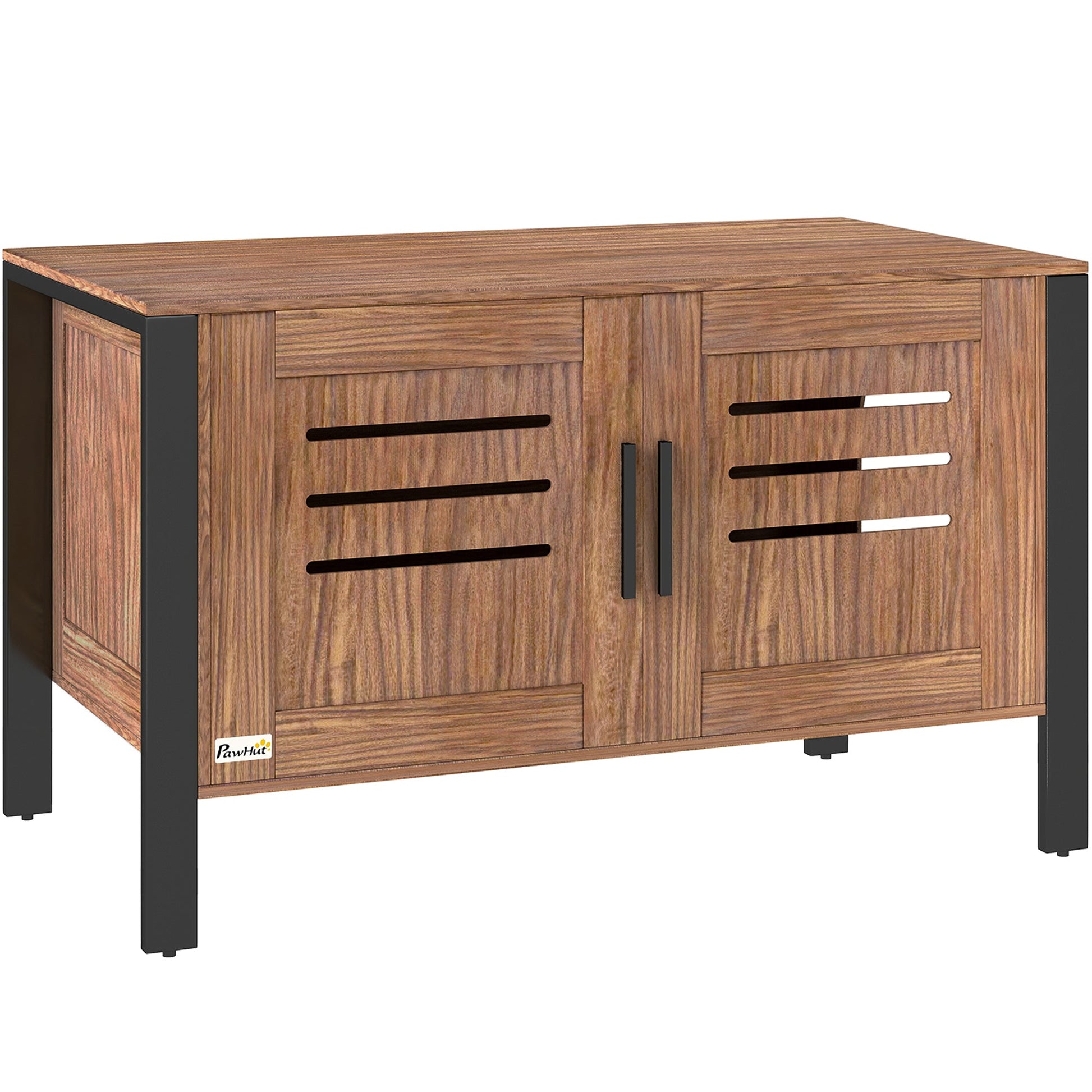 KFX-8368061 Cat Litter Box Enclosure with Scratching Board and Tall Legs, Dark Brown, 31.5"L x 17.7"W x 19.7"H
