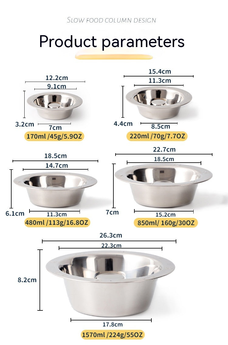 KFX-8368573 Stainless Steel Pet Slow Food Bowl for Cats - Multiple Sizes Available