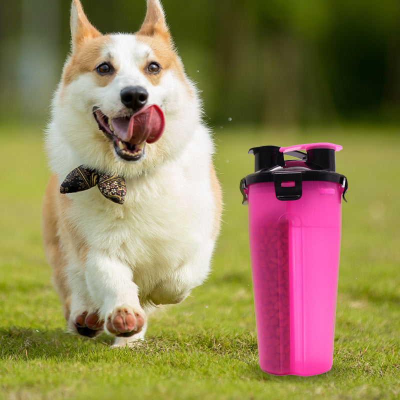 KFX-8369853 Portable 2-in-1 Dog Water and Food Cup - Outdoor Drinking Bottle for Pets, 350ml Capacity