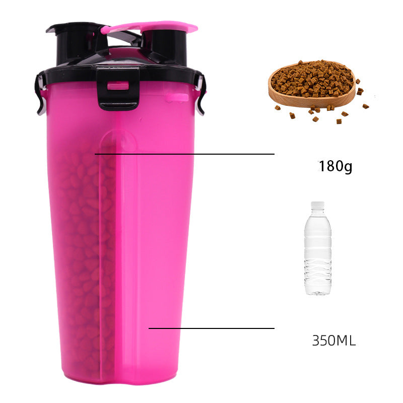 KFX-8369853 Portable 2-in-1 Dog Water and Food Cup - Outdoor Drinking Bottle for Pets, 350ml Capacity