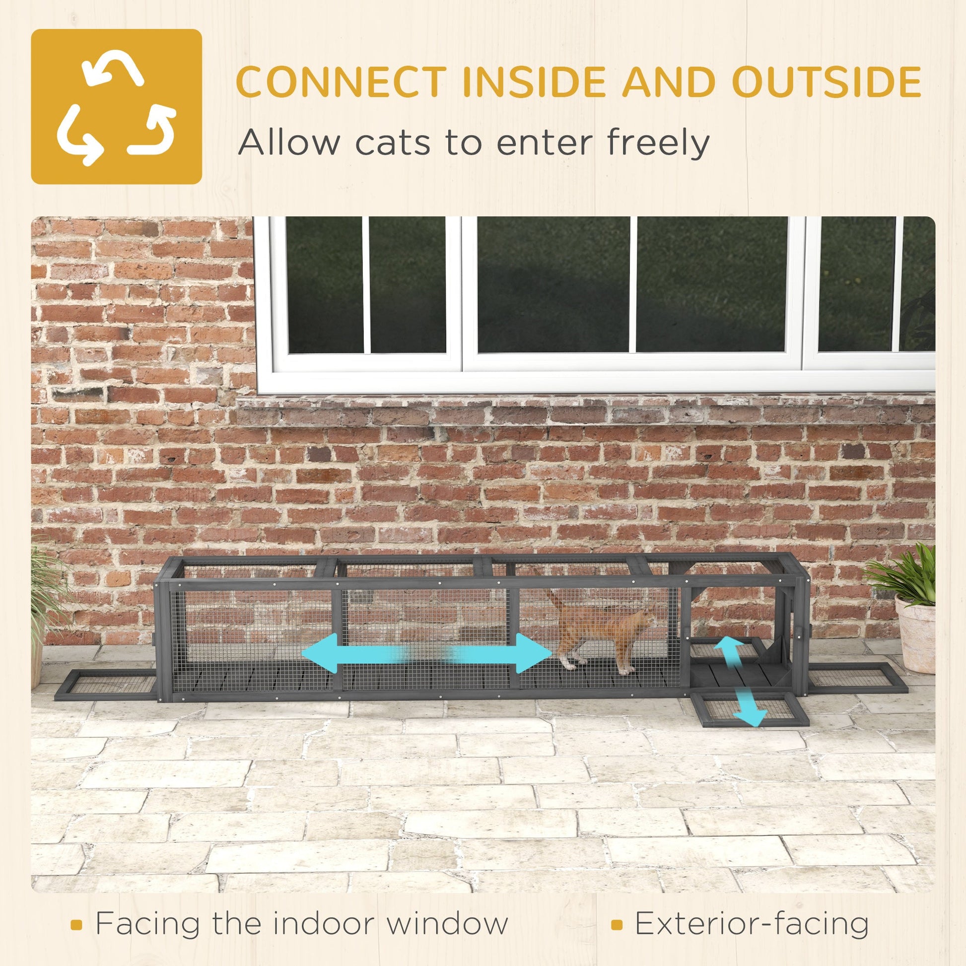 KFX-8372413 Extendable Cat Tunnel with Weather Protection for Outdoor Play and Relaxation