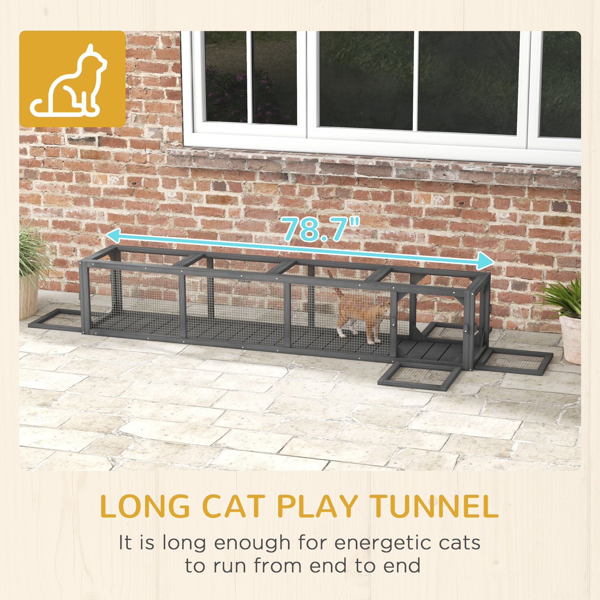 KFX-8372413 Extendable Cat Tunnel with Weather Protection for Outdoor Play and Relaxation
