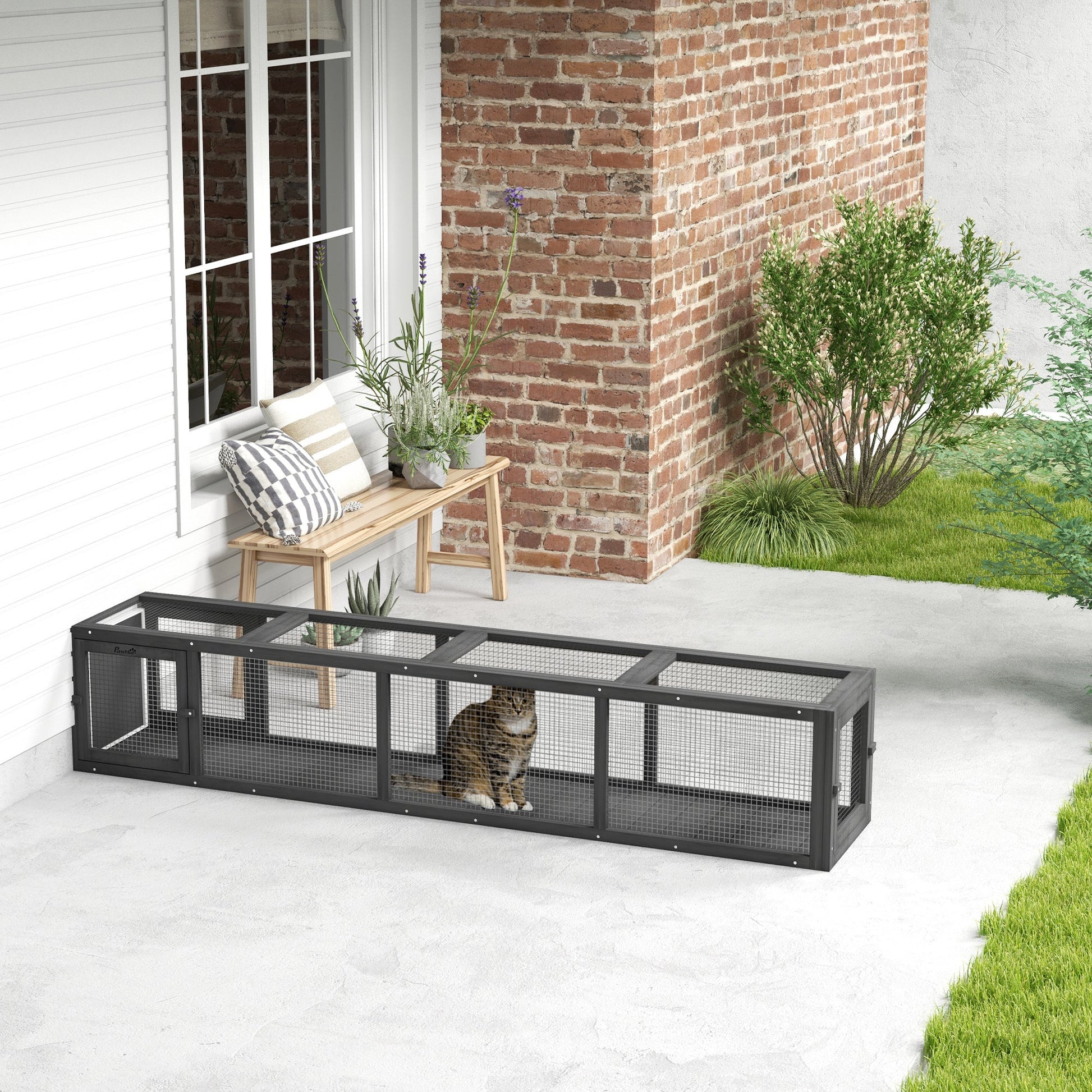 KFX-8372413 Extendable Cat Tunnel with Weather Protection for Outdoor Play and Relaxation