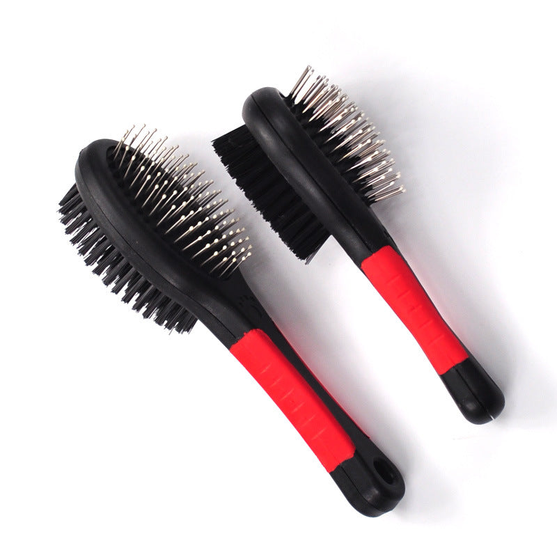 KFX-8373949 Double-Sided Pet Hair Brush with Steel Needle Comb for Gentle Grooming