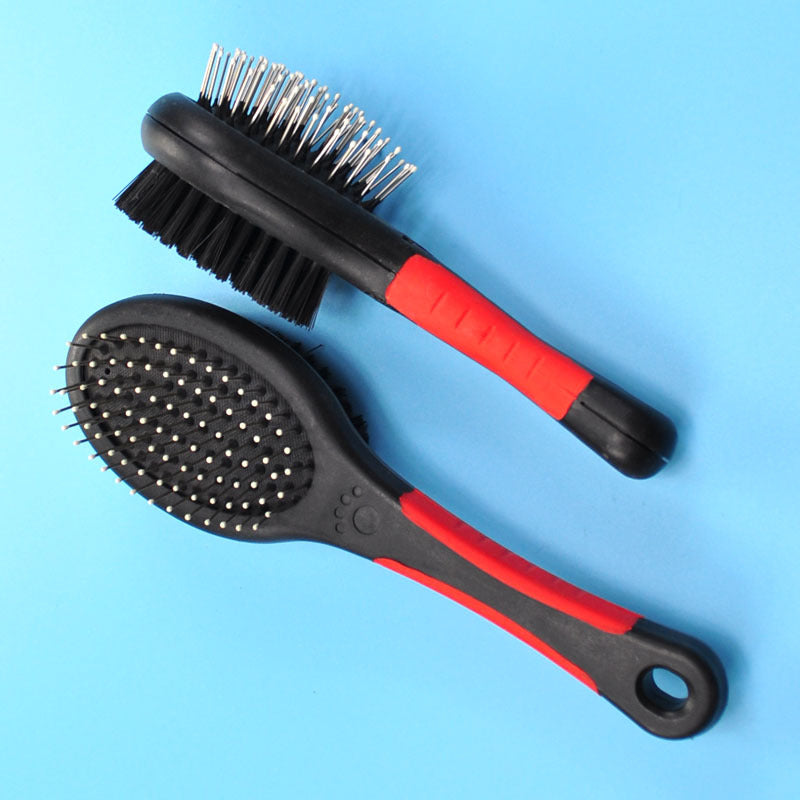 KFX-8373949 Double-Sided Pet Hair Brush with Steel Needle Comb for Gentle Grooming