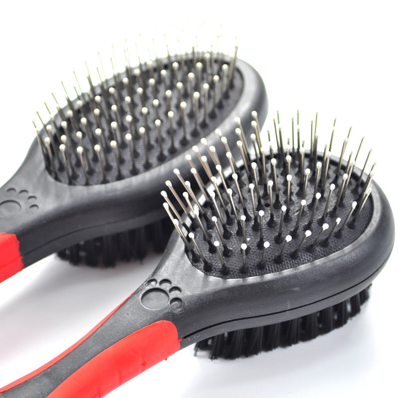 KFX-8373949 Double-Sided Pet Hair Brush with Steel Needle Comb for Gentle Grooming