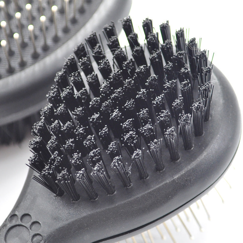 KFX-8373949 Double-Sided Pet Hair Brush with Steel Needle Comb for Gentle Grooming