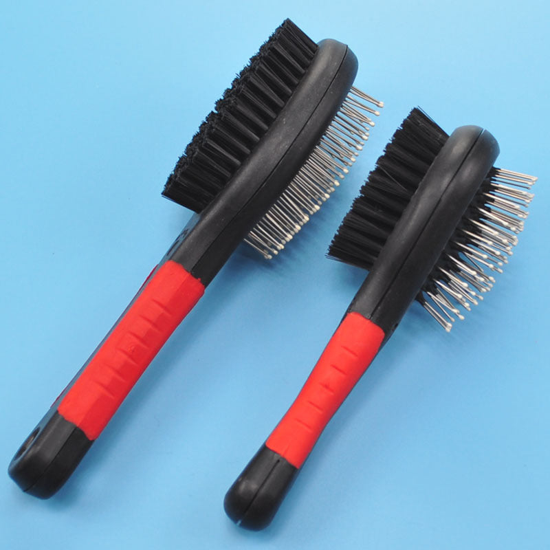 KFX-8373949 Double-Sided Pet Hair Brush with Steel Needle Comb for Gentle Grooming