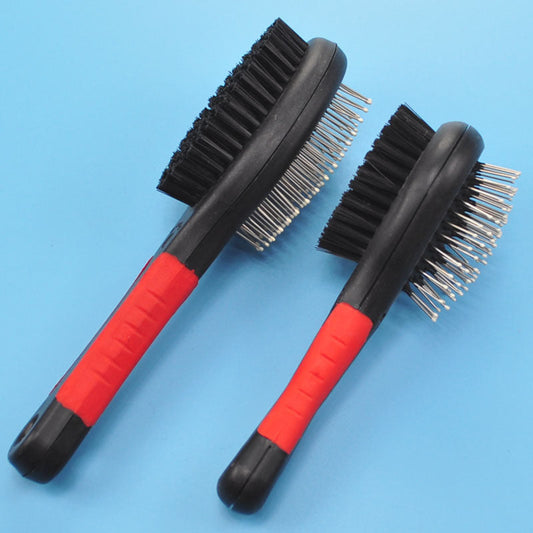 KFX-8373949 Double-Sided Pet Hair Brush with Steel Needle Comb for Gentle Grooming