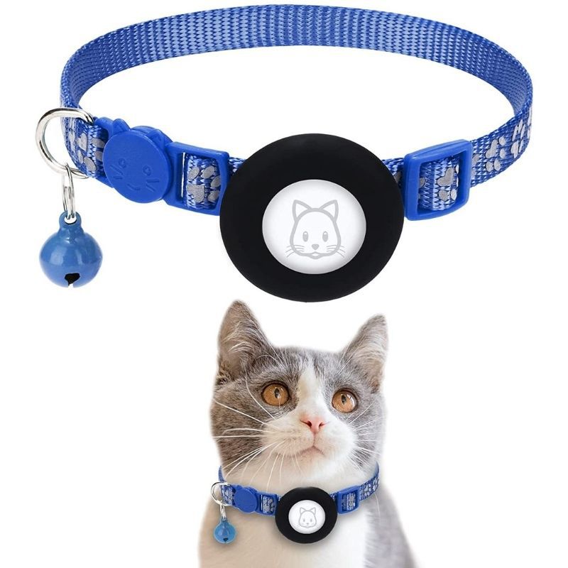 KFX-8374333 Reflective Leather Cat Collar with Bell - Multiple Colors Available