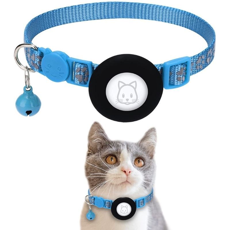 KFX-8374333 Reflective Leather Cat Collar with Bell - Multiple Colors Available