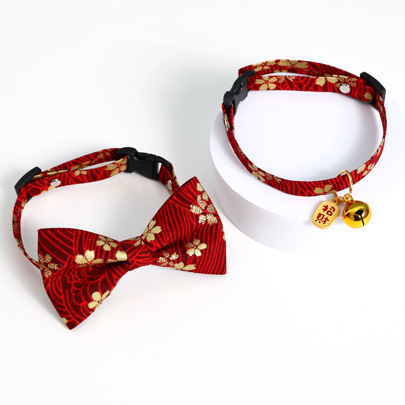KFX-8380093 Chinese Style Bow Tie Accessories in Red and Blue Floral Pattern for All Seasons