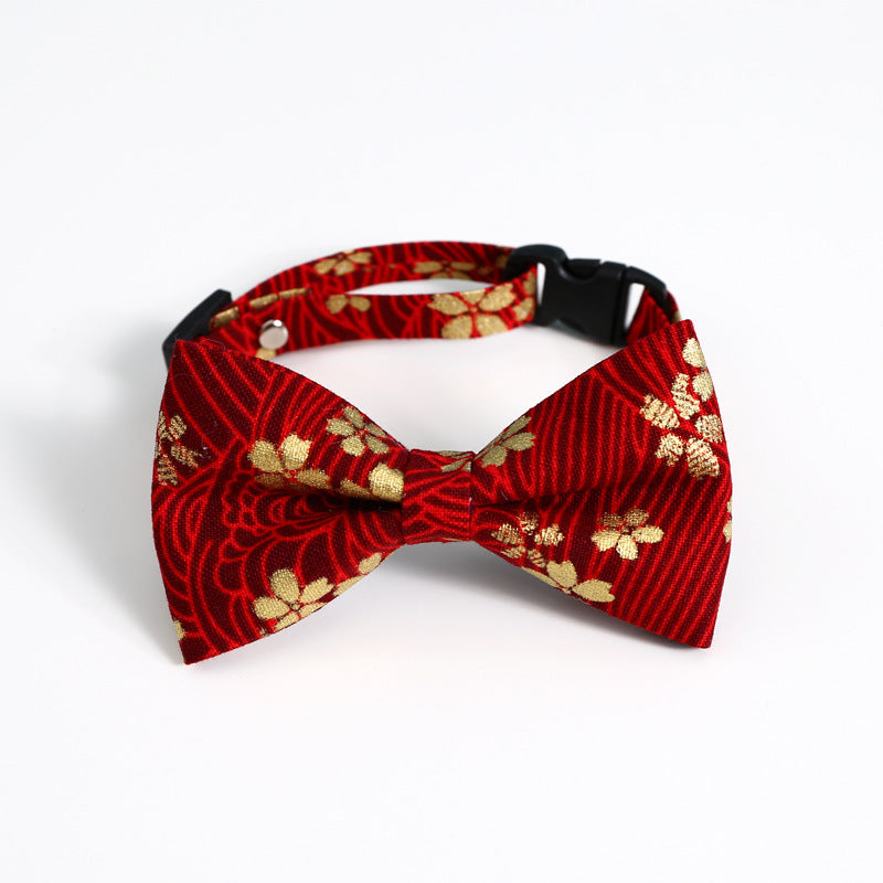 KFX-8380093 Chinese Style Bow Tie Accessories in Red and Blue Floral Pattern for All Seasons
