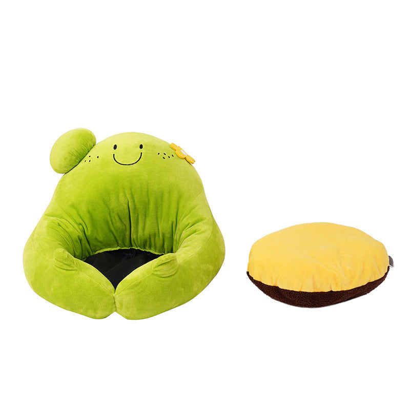 KFX-8382141 Cozy Cactus Cat Bed - Soft Dual-Sided Nest with Removable Crystal Velvet Cushion